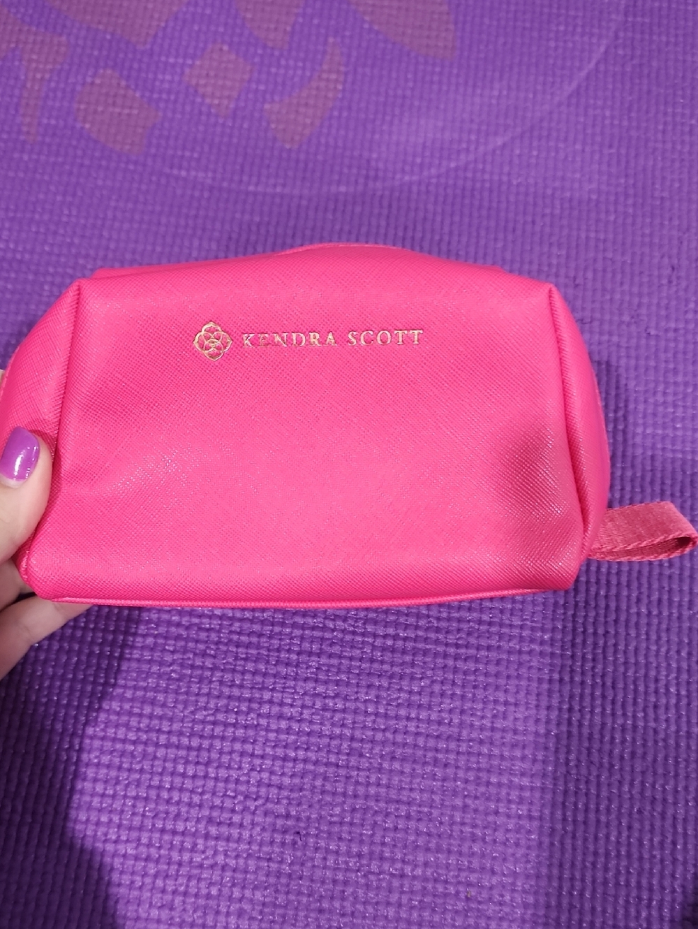 Kendra Scott Bright Pink Cosmetic Case with Gold Logo
